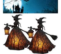 2026 New Halloween Witch Lamp, Witchy Lamp with Witch Hat Design, Gothic Spooky Witch Decor with Holding Lantern, Standing Night Light for Home, Porch, Tabletop, Party Decor, for Halloween and(1PCS)