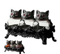 2026 New Handcrafted Witchy Frog Apothecary Spice Jars,Glass Jar Set with Resin Cat Hat Lids & Gothic Rack,Vintage Gothic Kitchen Storage for Salt,CatSpice Jar Sets,Fun Salt and Pepper Shakers