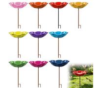 2026 New Handmade Metal Flower Garden Stake Bird Baths for the Garden, Bee Watering Flowers Stake Station, Colorful Butterfly Bee Bath Bowl for Outdoor Yard Decor, Flower-Shaped Bee Watering Station
