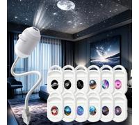 2026 New Hd Smart Dynamic 5d Holographic Night Light Projector with 24 Films,360° Adjustable 2-in-1 Galaxy Star Projector Light,USB Powered for Bedroom,Living Room,Car (12 in 1)