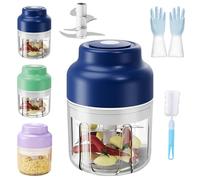 2026 New Household Electric Garlic Crusher, Portable Cordless Mini Electric Garlic Chopper, 250ml/320ml Rechargeable Vegetable Chopper, for Nuts Ginger Chili Onion Fruit Meat (Blue,250ML)
