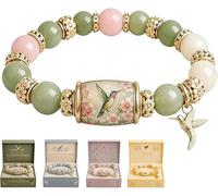 2026 new hummingbird beaded bracelet with gift box, Bluebird Butterfly Blessings Bracelet,Inspirational Bird Charm Bracelet,for Women, Mom, Sister and Friends