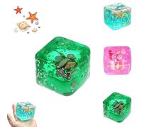 2026 New Ice Cubes Stress Balls, Ice Cube Squishy, Slow Rise Squishy Stress Ball, Stress Cube with Floating Ocean Shells, Stress Relief Anti Anxiety Toys (Green *1Pcs)