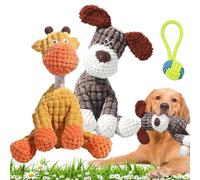 2026 New Indestructible Dog Toy, Squeaky Teething Plush Toy For Lovely Pets, Durable Stuffed Plush Chew Toys for Teething Pets, Interactive Dog Toys for Aggressive Chewers (Brown, Yellow)