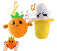 2026 New Interactive Music Plush Toy, 24cm Soft Interactive Banana Toy, Touch-Sensitive Fruit Plush with Sound Features, Induction Singing Sensory Toys for Kids Early Education Play Fun (2A)