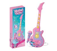 2026 New Kids Guitar Toy Set, Portable Karaoke Machine with Stand Music & Light, Adjustable Height Guitar Toys for Girls Boys Singing, Creative Play, Party Fun (Pink)