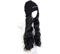 2026 New Knitted Beanie Wig, Women's Winter Beanie Hat Wig with 21 Inch Long Extensions, Curly For Women Win Girls Wavy Hair