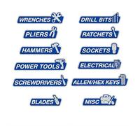 2026 New Magnetic Toolbox Labels, General Tool Box Organize Accessories, 12 Pcs 3D-Printed Tools Box Labels, Reusable Tags for Steel Tools Chest, Cart, Drawer and Garage Cabinet (Blue)