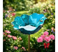 2026 New Metal Flowers for Garden, Dual-Function Metal Flower Stakes, Bee Watering Station, Provides A Safe Drinking Spot for Bees,Bird And Butterflies, Yard Lawn Patio Landscape Decor (Blue)