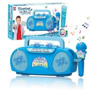 2026 New Microphone Toy for Kids,Karaoke Machine with Adjustable Stand,Built-in Music,LED Flashing Lights Echo Effects,Singing,Music Play,Musical Toy Gift for Boys & Girls (Karaoke-Blue)
