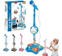 2026 New Microphone Toy, Kids Microphone with Adjustable Stand, Speaker & LED Lights, Kids Karaoke Sing Musical Toy, Childrens Karaokes Machine,Portable Karaoke Machine for Christmas Party (Blue)