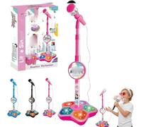 2026 New Microphone Toy, Kids Microphone with Adjustable Stand, Speaker & LED Lights, Kids Karaoke Sing Musical Toy, Childrens Karaokes Machine,Portable Karaoke Machine for Christmas Party (Pink)