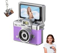 2026 New Mini Digital Camera with 1.47 in Flip LCD Screen 1080p, Mini Keychain Retro Camera, Built-in Flash, Strap and Keychain, Record The Beautiful Moments of Life (Purple,128G)