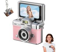 2026 New Mini Digital Camera with 1.47 in Flip LCD Screen 1080p, Mini Keychain Retro Camera, Built-in Flash, Strap and Keychain, Record The Beautiful Moments of Life (Pink,64G)