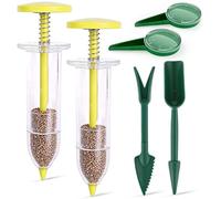 2026 New Mini Seed Spreader, Manual Seed Planter Tool With Dibber & Widger Set, 5-speed Sowing Seed Dispenser For Tiny Seeds, Precision Garden Seeder For Easy Planting Yellow,6Pcs