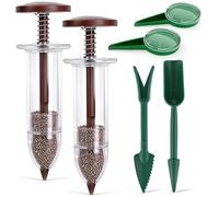 2026 New Mini Seed Spreader, Manual Seed Planter Tool With Dibber & Widger Set, 5-speed Sowing Seed Dispenser For Tiny Seeds, Precision Garden Seeder For Easy Planting Brown,6Pcs