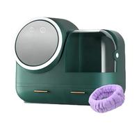 2026 New Mirror Fan Makeup Case, Large Capacity LED Light Mirror Makeup Storage Box with Practical Organizing Drawers, for Make Up Lovers (Green)