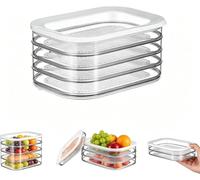 2026 New Multi-Layer Stackable Food Storage Containers with Lids, Airtight Deli Meat Containers for Fridge, Transparent Freezer Safe Boxes for Cheese, Bacon, Ham & Meal Prep