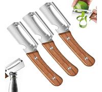 2026 New Multifunctional Vegetable Peeler for Kitchen, Zero Snag Wooden Kitchen Tool with Wooden Handle & Bottle Opener, Effortlessly Peel Potatoes, Apples, Carrots and Open Wine Bottles (3pcs)