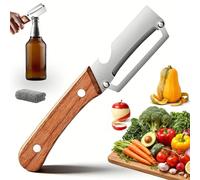2026 New Multifunctional Vegetable Peeler, Zero Snag Wooden Peeler, Stainless Steel Easy Peelers with Bottle Opener, Ergonomic Design, Sharp Blade, Ultra-Fast Peeling in 5 Second (1pc)