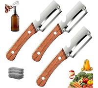 2026 New Multifunctional Vegetable Peeler, Zero Snag Wooden Peeler, Stainless Steel Easy Peelers with Bottle Opener, Ergonomic Design, Sharp Blade, Ultra-Fast Peeling in 5 Second (3pcs)