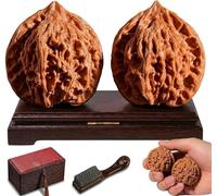 2026 New Natural Chinese Wenwan Walnut Set, Premium Jade Walnut, Unpolished Wenwan Walnut Set, Hand Exercises to Improve Concentration, Suitable As A Gift for Friends (A37-38mm)