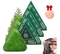 2026 New Nature Triangle Shampoo Bar, 120g Seven Green Soap Shampoo, Usman Grass Shampoo Bar, Calming & Strengthens Hair, Control Oil and Remove Dandruff, With a Foaming Net (3pcs)