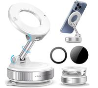 2026 New Nixevo Magvac 360 Dual Lock Phone Holder Nxv06【Upgraded Strongest Suction Cup】Vacuum Adsorption Magnetic Bracket, 360° Adjustable Vacuum Magnetic Phone Holder Mount for Your Car (White)
