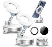 2026 New Nixevo Magvac 360 Dual Lock Phone Holder Nxv06【Upgraded Strongest Suction Cup】Vacuum Adsorption Magnetic Bracket, 360° Adjustable Vacuum Magnetic Phone Holder Mount for Your Car (2-White)