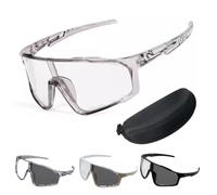 2026 New Photochromic Cycling Sunglasses, Bold Square Full Rim Sport Riding Glasses with UV400 Protection Safety Transition Glasse with Hard Case Set for Sports & Work (Gray)