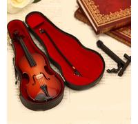 2026 New Playable Tiny Violin Figurine, Wooden Miniature Figurines Collectible Model Display Ornament, The Worlds Smallest Miniature Musical Instrument with Sound and Sad Music, Funny Novelty Gag Gift