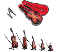 2026 New Playable Tiny Violin Figurine, Wooden Miniature Figurines Collectible Model Display Ornament, The Worlds Smallest Miniature Musical Instrument with Sound and Sad Music, Funny Novelty Gag Gift