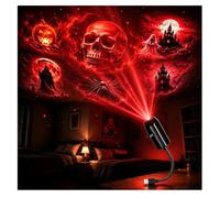 2026 New Plug and Play HD Star Projector with Halloween 6 Disk Set | HD Projection, Halloween Decorations Outdoor Indoor, 3D Halloween Projector Lights, Halloween Projector Lights Outdoor