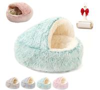 2026 New Plush Cat Nest Bed Cave, Nest Bed Round Plush Fluffy Hooded, Portable Fluffy Pet Beds, Durable Covered Nests for Indoor Use, Winter Cozy Pet Beds for Cats Dogs (Green,60cm/23.6in)