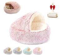2026 New Plush Cat Nest Bed Cave, Nest Bed Round Plush Fluffy Hooded, Portable Fluffy Pet Beds, Durable Covered Nests for Indoor Use, Winter Cozy Pet Beds for Cats Dogs (Pink,65cm/25.6in)