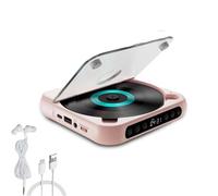 2026 new portabl-e bluetooth cd player with LED Display, Rechargeable Wireless CD Player Portable, USB/SD/AUX/FM Radio, Portables Small CD Players for Home (pink)