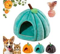 2026 New Pumpkin Cat Bed, Cute Pumpkin Shape Cat Cave, Convenient Plush Velvet Pumpkin Dog Plush Beds, Warm Cave Nest Sleeping Bed Puppy House (Lake Blue, S)
