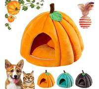 2026 New Pumpkin Cat Bed, Cute Pumpkin Shape Cat Cave, Convenient Plush Velvet Pumpkin Dog Plush Beds, Warm Cave Nest Sleeping Bed Puppy House (Orange, L)