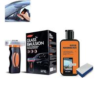 2026 New Q4 Glass Guard,Car Glass Cleaner Oil Film Cleaning Brush,100ml Roll-On Glasscompound with C-leaning Board,Windshield Cleaner Tool for Automotive Windshield/Window/Mirror Cleaning