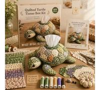 2026 New Quilted Sea Animal Tissue Box DIY Sewing Kit, Ocean Patchwork Craft Set, Complete Supply for Adults & Beginners, Handmade Decor for Home, Bedroom and Office Desk (Sea Turtle)