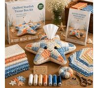 2026 New Quilted Sea Animal Tissue Box DIY Sewing Kit, Ocean Patchwork Craft Set, Complete Supply for Adults & Beginners, Handmade Decor for Home, Bedroom and Office Desk (Starfish)