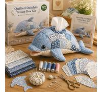 2026 New Quilted Sea Animal Tissue Box DIY Sewing Kit, Ocean Patchwork Craft Set, Complete Supply for Adults & Beginners, Handmade Decor for Home, Bedroom and Office Desk (Dolphin)