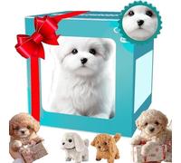 2026 New Realistic Robot Puppy, Interactive Robotic Dog Realistic Pet, Smart Robot Dog That Acts Like a Real Puppy-Lifelike Sounds, Walking, Barking white