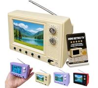 2026 New Rechargeable Mini Retro TV Player, Cartoon Retro Mini TV with Headphone & USB Playback, 720P with 8GB Memory, 1:12 Scale Classics for Desktop Ornament & Hobby Collection Decor (Yellow)