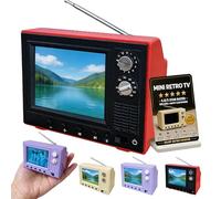 2026 New Rechargeable Mini Retro TV Player, Cartoon Retro Mini TV with Headphone & USB Playback, 720P with 8GB Memory, 1:12 Scale Classics for Desktop Ornament & Hobby Collection Decor (Red)