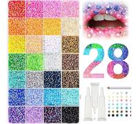 2026 New Resin Jelly Rhinestones Kit for Bedazzling - Multicolor 3mm Flatback Gems for Diamond Art, Nail Art, Crafting & Clothing Decoration with Tweezer & Pickup Pen (28 Colors)