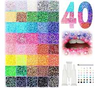 2026 New Resin Jelly Rhinestones Kit for Bedazzling - Multicolor 3mm Flatback Gems for Diamond Art, Nail Art, Crafting & Clothing Decoration with Tweezer & Pickup Pen (40 Colors)
