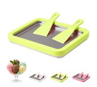 2026 New Rolled Ice Cream Maker, DIY Homemade Ice Cream Tray Set, with 2 Scrapers, Mini Freezable Roll Plate, for Homemade Rolled Cream Frozen Yogurt Gelato Sorbet (Green)