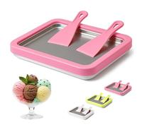 2026 New Rolled Ice Cream Maker, Instant Freeze Plate with 2 Scrapers, DIY Homemade Ice Cream Tray, Yogurt, Sorbet, Food-Grade Stainless Steel, Fun Family Activity (Pink)