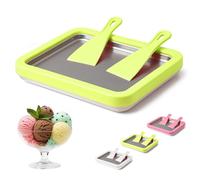 2026 New Rolled Ice Cream Maker Instant Freeze Plate with 2 Scrapers, DIY Homemade Ice Cream Tray, Yogurt, Sorbet, Food-Grade Stainless Steel, Fun Family Activity (Green)